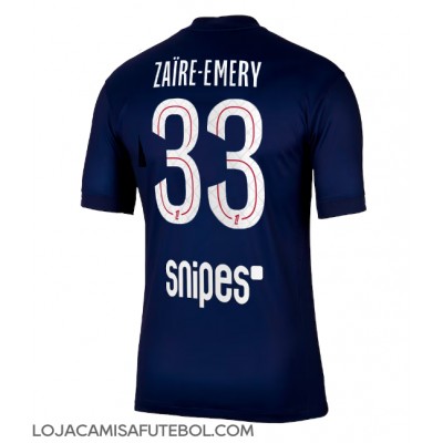 Camisa de Futebol Paris Saint-Germain Warren Zaire-Emery #33 Equipamento Principal 2025-26 Manga Curta Camisa de Futebol Paris Saint-Germain Warren Zaire-Emery #33 Equipamento Principal 2025-26 Manga Curta
